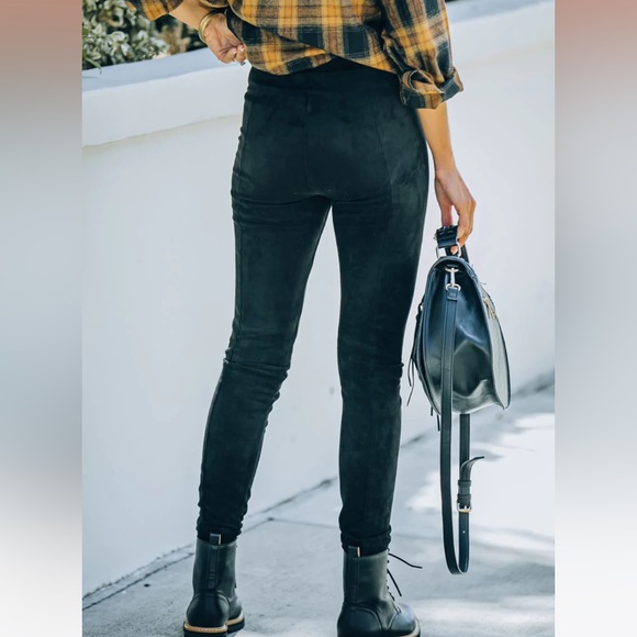 💜Vici Collection💜Hudson High Rise Faux Suede Leggings-Black - Picture 4 of 12